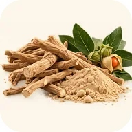 Racines d'ashwagandha séchées et poudre