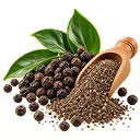 Grains de poivre noir et poivre moulu